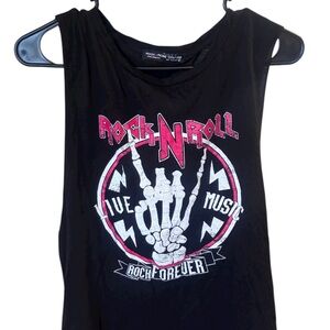 Rock N Roll Black Graphic Tank Top Size Large